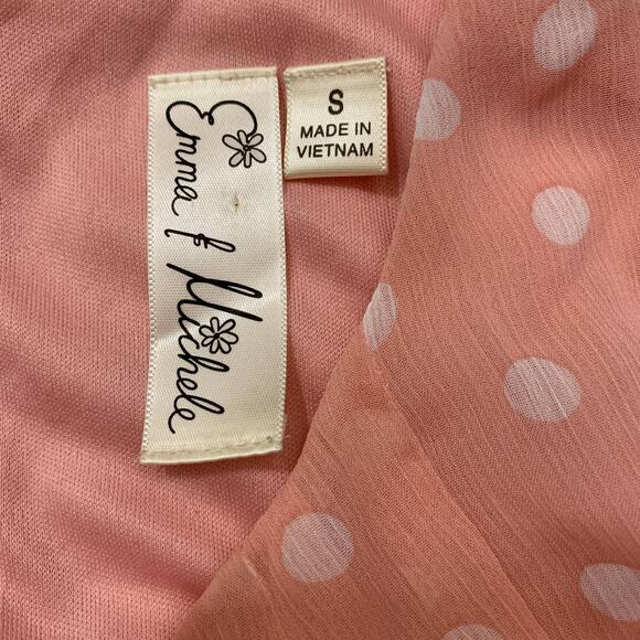 EMMA MICHELLE Baby Pink Polka Dot Sleeveless Mini Dress Small - Picture 6 of 9